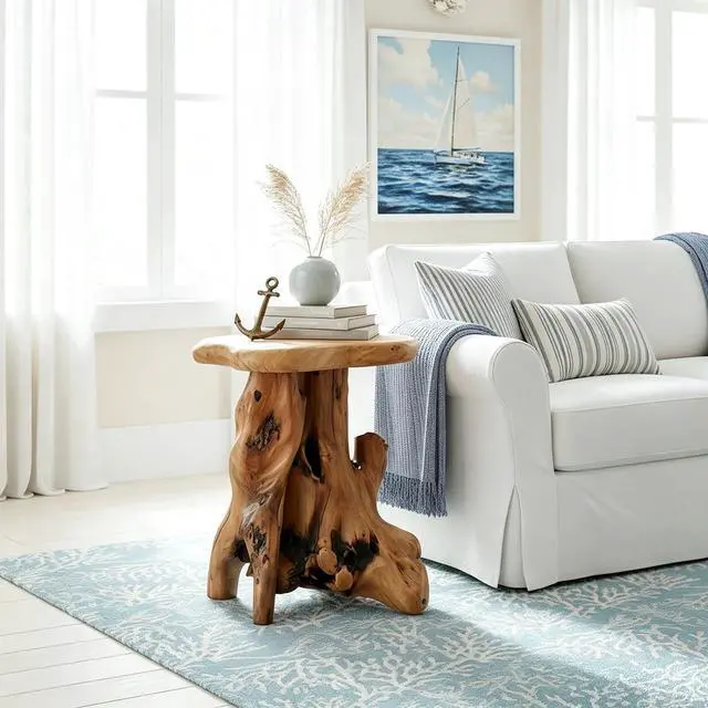 Alt view image 3 of 7 - WELLAND Solid Wood Pedestal End Table, 19" H Rustic Accent Table
