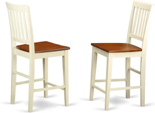 Main image of East West Furniture VNS-WHI-W Vernon Counter Height Bar Stool - Pub Height Wooden Chairs, Set of 2, Buttermilk & Cherry