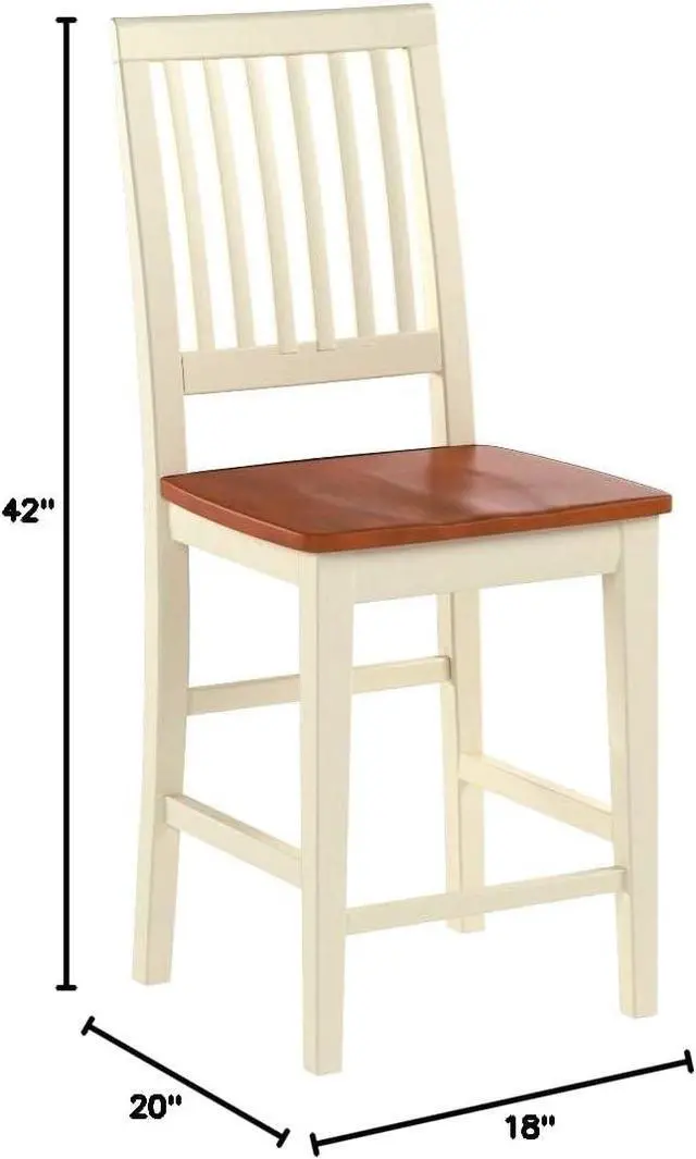 Alt view image 3 of 4 - East West Furniture VNS-WHI-W Vernon Counter Height Bar Stool - Pub Height Wooden Chairs, Set of 2, Buttermilk & Cherry