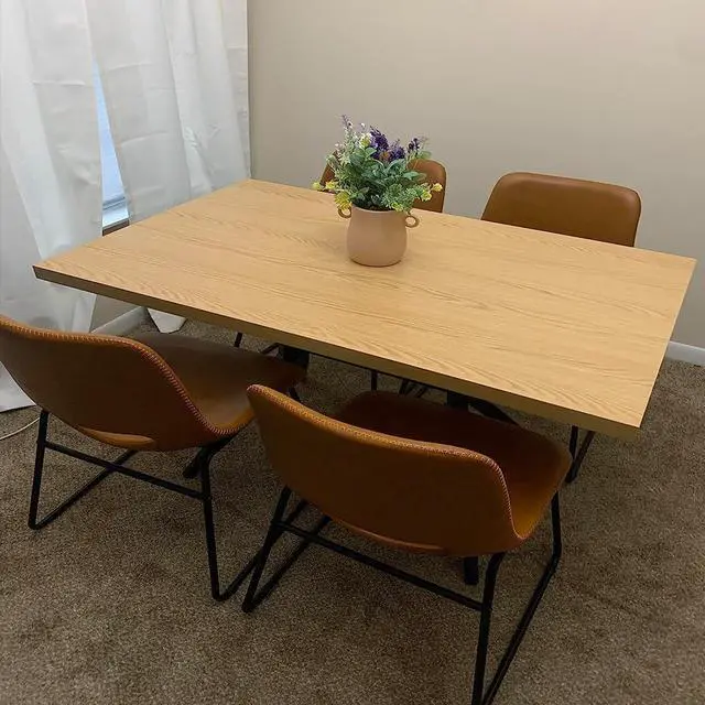 Alt view image 2 of 7 - 48 x 30 Inch Dining Table for 4-6 People, Wood Kitchen Table with 1.5" Thick Tabletop & Solid Metal Legs, Rectangular Modern Table for Dining Room, Living Room, Cafe, Bar