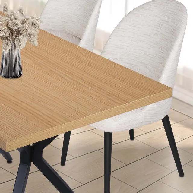 Alt view image 7 of 7 - 48 x 30 Inch Dining Table for 4-6 People, Wood Kitchen Table with 1.5" Thick Tabletop & Solid Metal Legs, Rectangular Modern Table for Dining Room, Living Room, Cafe, Bar