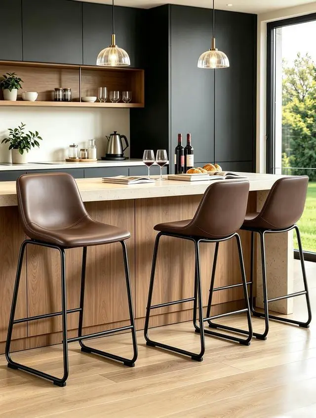 Main image of TAVR 24 inch Counter Height Stools Set of 3, Hold up to 500 lbs, Brown