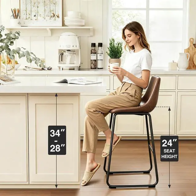 Alt view image 7 of 7 - TAVR 24 inch Counter Height Stools Set of 3, Hold up to 500 lbs, Brown