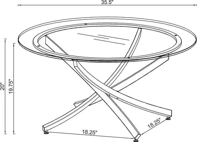Alt view image 3 of 5 - Coaster Home Furnishings - Brooke - Glass, Metal - Round Coffee Table with Clear Glass Top, Crisscross Metal Legs and Black Trim - Living Room - 35.5 Inch - Rose Brass - 707888