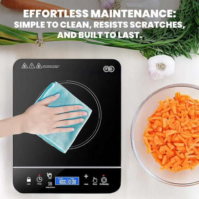 Alt view image 7 of 7 - OMEO Portable Induction Cooktop Hot Plate Countertop Burner 1800 Watts Induction Burner with LCD Sensor Touch, LED Display, 10 Temperature Levels, Child Safety Lock, Auto Shutoff Function