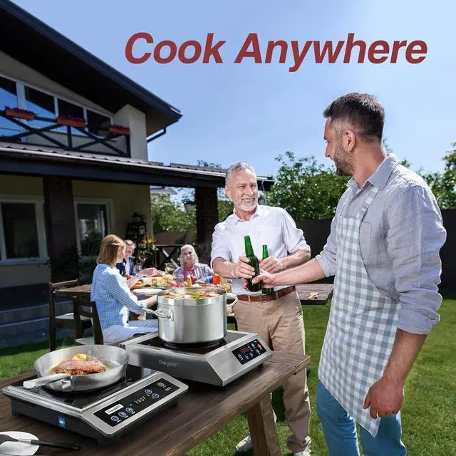 Alt view image 5 of 7 - ChangBERT Induction Cooktop, Commercial Grade Portable Cooker, Large 8 Heating Coil, Premium Stainless Steel Countertop Burner with NSF Certified, 10 Hours Timer Powerful 1800W Professional Hot Plate