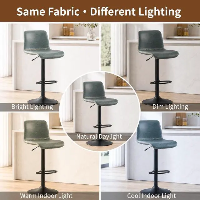 Alt view image 6 of 7 - HeuGah Swivel Bar Stools Set of 2, Adjustable Barstools with Backs