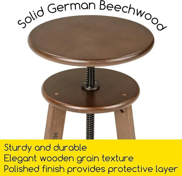 Alt view image 3 of 6 - MEEDEN Walnut Drafting Stool with Solid Beech Wood, Height Adjustable Artist Studio Stool, Bar Stool, Office & Kitchen Stool, Perfect for Studio, Home Use, Bars