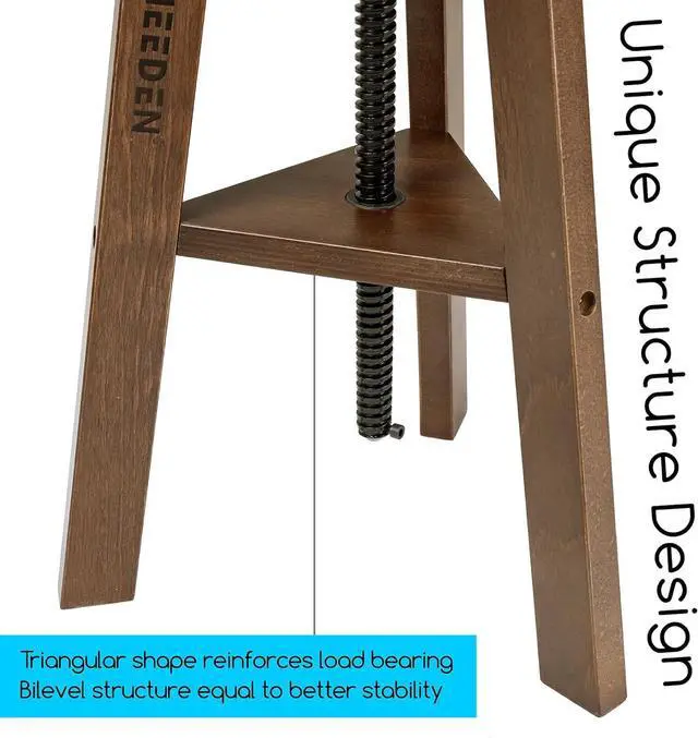 Alt view image 4 of 6 - MEEDEN Walnut Drafting Stool with Solid Beech Wood, Height Adjustable Artist Studio Stool, Bar Stool, Office & Kitchen Stool, Perfect for Studio, Home Use, Bars