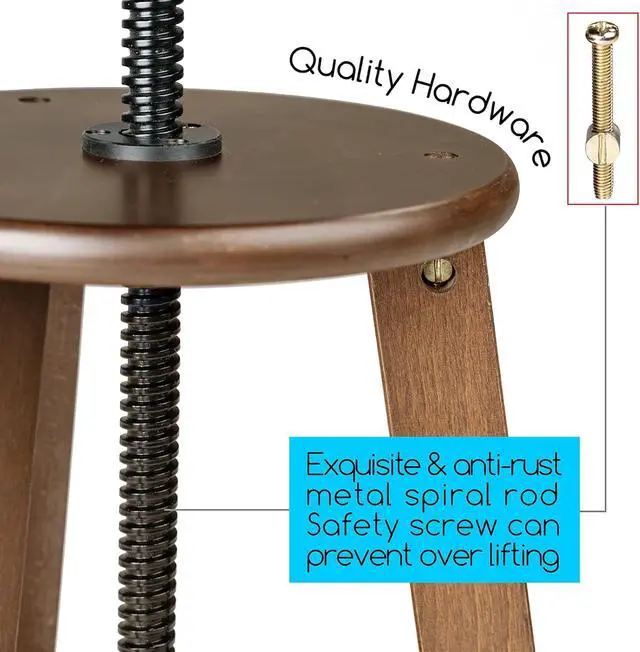 Alt view image 5 of 6 - MEEDEN Walnut Drafting Stool with Solid Beech Wood, Height Adjustable Artist Studio Stool, Bar Stool, Office & Kitchen Stool, Perfect for Studio, Home Use, Bars