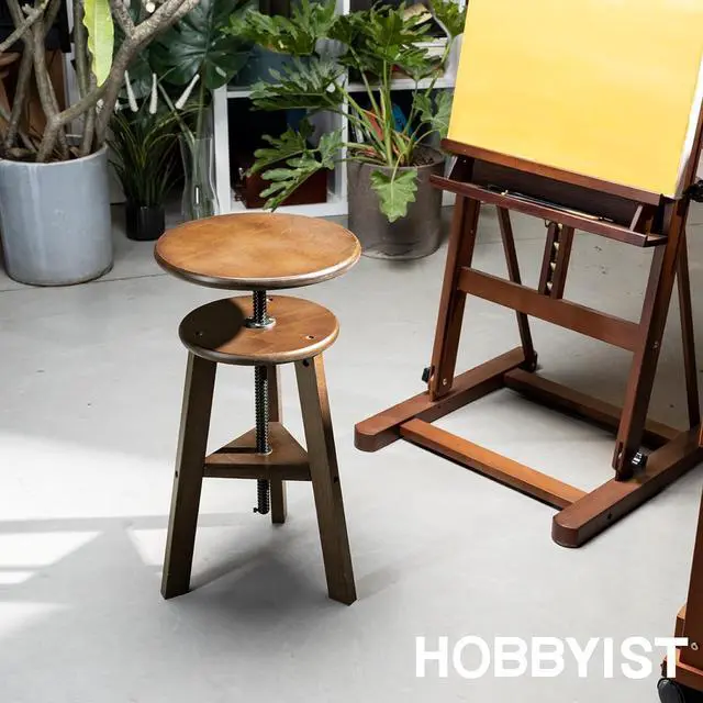 Alt view image 6 of 6 - MEEDEN Walnut Drafting Stool with Solid Beech Wood, Height Adjustable Artist Studio Stool, Bar Stool, Office & Kitchen Stool, Perfect for Studio, Home Use, Bars