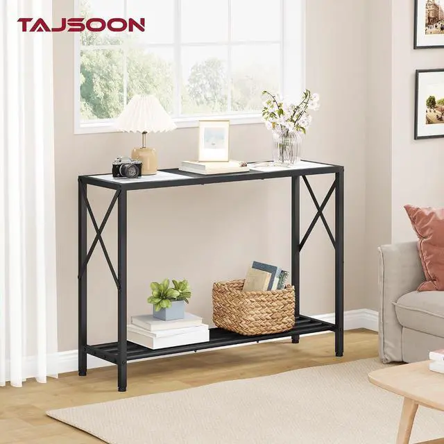 Alt view image 2 of 7 - Tajsoon Console Table 41.8", 2 Tier Entryway Table with Storage Shelves