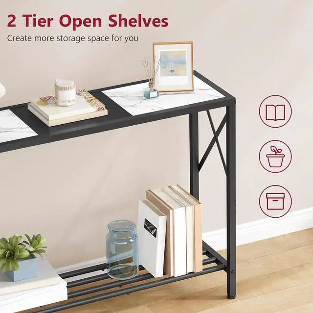 Alt view image 4 of 7 - Tajsoon Console Table 41.8", 2 Tier Entryway Table with Storage Shelves