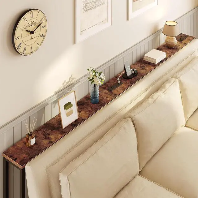 Alt view image 5 of 7 - HOOBRO 47.2" Narrow Console Table with Power Outlet, Behind Couch Table