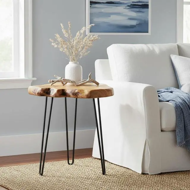 Alt view image 6 of 7 - WELLAND Live Edge Cedar End Table with Hairpin Legs, 20.5" H
