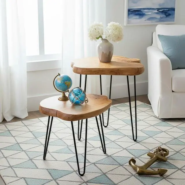 Alt view image 7 of 7 - WELLAND Live Edge Cedar End Table with Hairpin Legs, 20.5" H