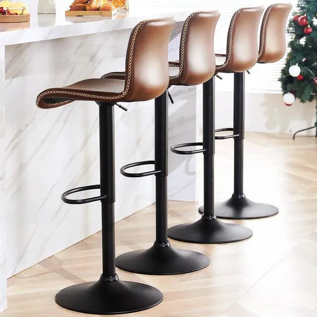 Main image of HeuGah Modern Bar Stools Set of 4, Adjustable Swivel Kitchen Barstools