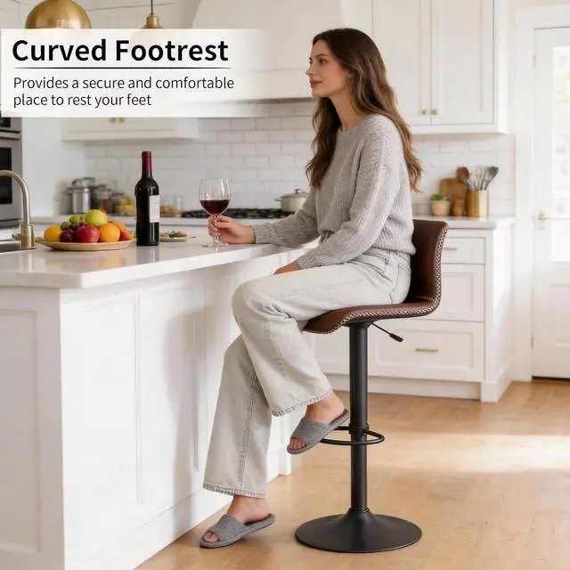 Alt view image 2 of 7 - HeuGah Modern Bar Stools Set of 4, Adjustable Swivel Kitchen Barstools