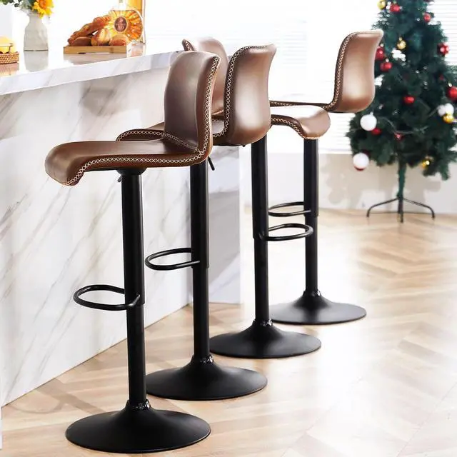 Alt view image 7 of 7 - HeuGah Modern Bar Stools Set of 4, Adjustable Swivel Kitchen Barstools