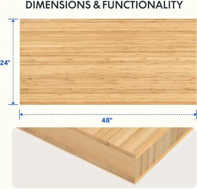 Alt view image 2 of 7 - FLEXISPOT Bamboo Desktop 48" x 24" Rectangular Tabletop