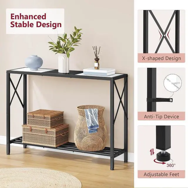 Alt view image 5 of 7 - Tajsoon Console Table 41.8", 2 Tier Entryway Table with Storage Shelves