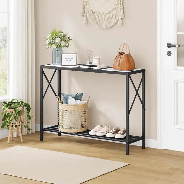 Alt view image 7 of 7 - Tajsoon Console Table 41.8", 2 Tier Entryway Table with Storage Shelves