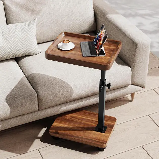 Main image of C Table with Wheels, Adjustable Height, 360° Swivel Bed Tray Table
