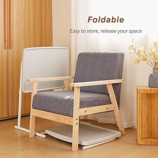 Alt view image 4 of 7 - Allpop Max TV Tray Table, Large TV Dinner Tray for Eating, Adjustable Tray Stand on Couch & Bed, Folding Laptop Table with 6 Heights & 3 Tilt Angles, White