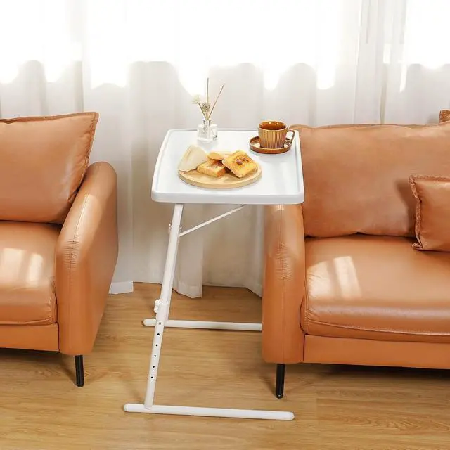Alt view image 5 of 7 - Allpop Max TV Tray Table, Large TV Dinner Tray for Eating, Adjustable Tray Stand on Couch & Bed, Folding Laptop Table with 6 Heights & 3 Tilt Angles, White