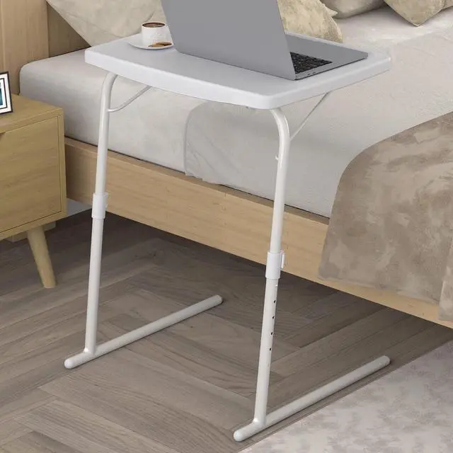 Alt view image 6 of 7 - Allpop Max TV Tray Table, Large TV Dinner Tray for Eating, Adjustable Tray Stand on Couch & Bed, Folding Laptop Table with 6 Heights & 3 Tilt Angles, White