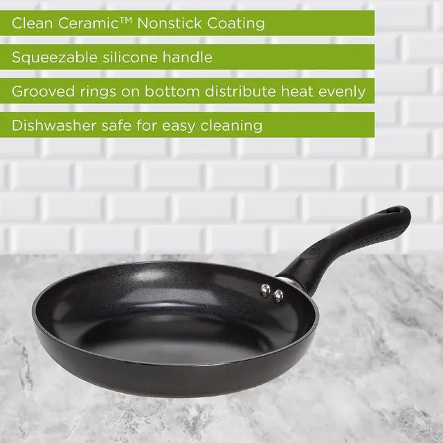 Alt view image 2 of 7 - Ecolution Artistry Nonstick Frying Pan, Easy To Clean, Comfortable Handle, Even Heating, Dishwasher Safe Pots and Pans, 9.5-Inch, Black