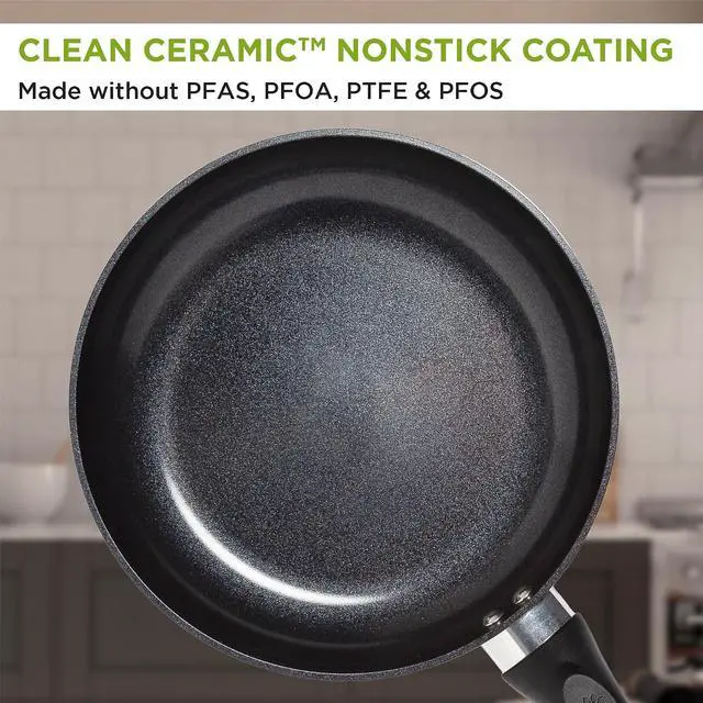 Alt view image 4 of 7 - Ecolution Artistry Nonstick Frying Pan, Easy To Clean, Comfortable Handle, Even Heating, Dishwasher Safe Pots and Pans, 9.5-Inch, Black