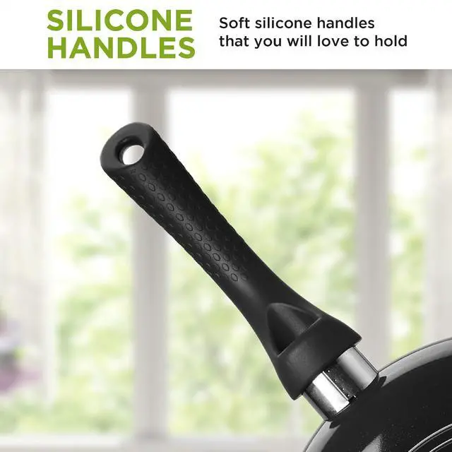 Alt view image 5 of 7 - Ecolution Artistry Nonstick Frying Pan, Easy To Clean, Comfortable Handle, Even Heating, Dishwasher Safe Pots and Pans, 9.5-Inch, Black