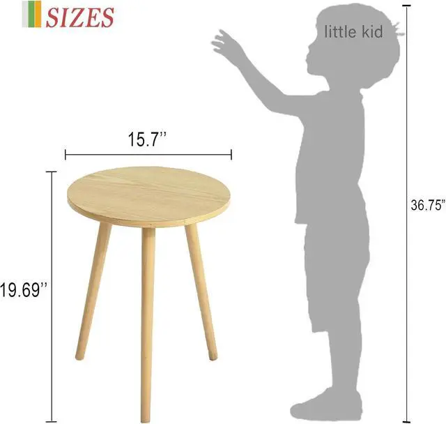 Alt view image 3 of 7 - AWASEN Side Table Round, Small Accent Table Nightstand Modern End Table for Living Room Bedroom Office Small Spaces, 15.7''Dia x 19.69''H(Natural Walnut)