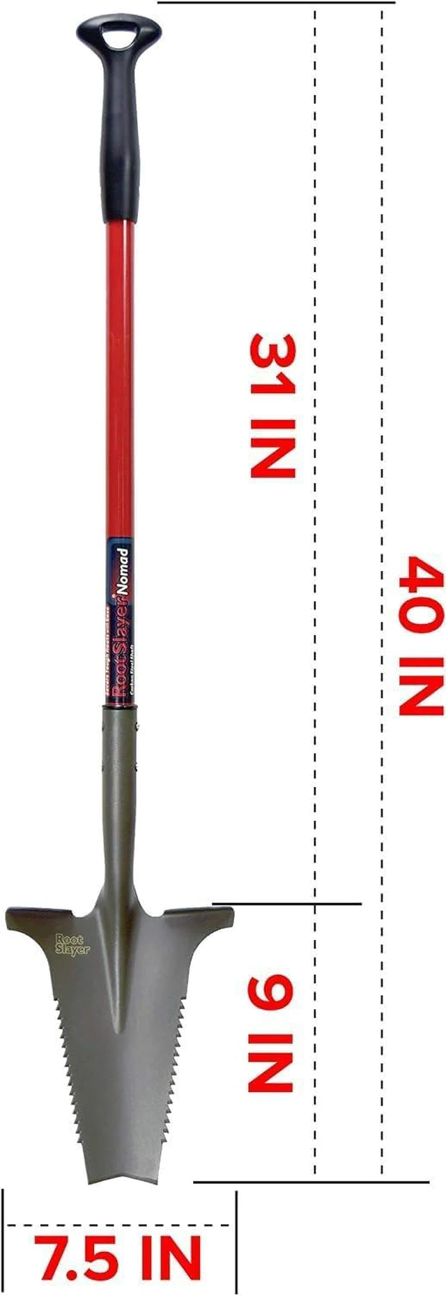 Alt view image 4 of 7 - Root Slayer 22311 Nomad Garden Spade, Serrated Edge, Red
