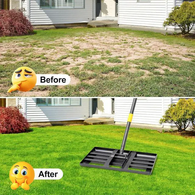 Alt view image 5 of 7 - Lawn Leveling Rake, 62 Inch Adjustable Long Handle Leveling Rake, Black Heavy Duty & 1 Inch Diameter Stainless Steel Handle Lawn Rakes, Lawn Leveler Tool for Soil Grass Golf Field Yard