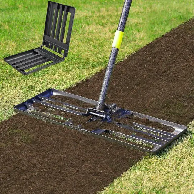 Main image of Lawn Leveling Rake,Folding 30x10 Inch Ground Plate,70 Inch Adjustable Long Handle Yard Level Tool with Curved Edge,Heavy Duty Landscaping Lawn Leveler for Grass, Golf Field, Soil Sand Dirt Spreader