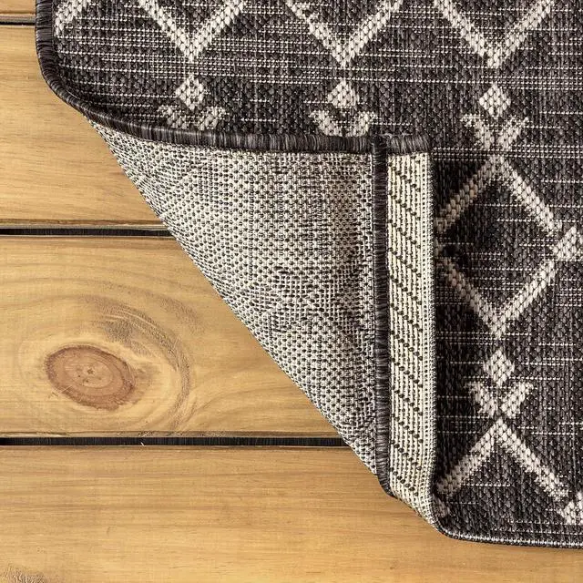 Alt view image 4 of 7 - JONATHAN Y Moroccan Geometric Indoor Outdoor Area Rug 4X6 Black/Gray, Ourika Textured Weave for Backyard, Patio, Porch, Easy-Cleaning, High Traffic, Pet-Friendly, Non-Shedding (SMB108F-4)