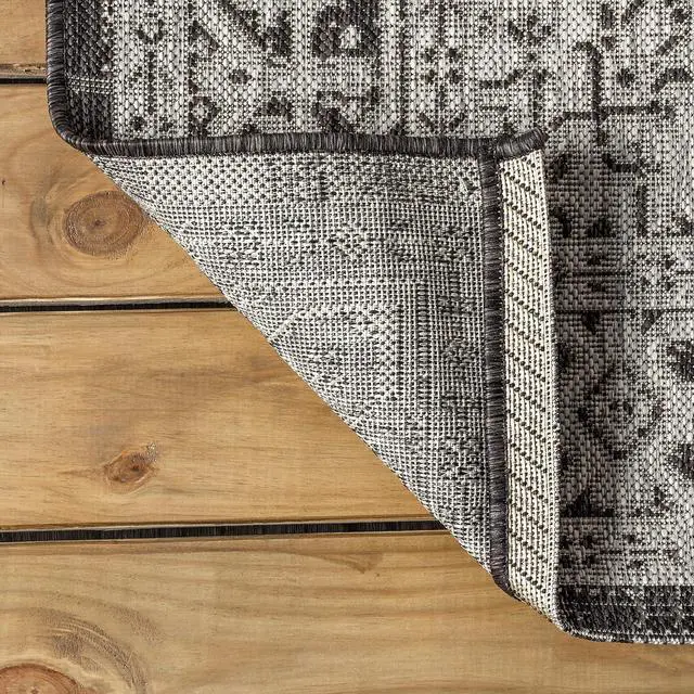 Alt view image 4 of 7 - JONATHAN Y Medallion Weave Indoor Outdoor Area Rug 3X5 Gray/Black, Sinjuri Textured for Backyard, Patio, Porch, Easy-Cleaning, High Traffic, Pet-Friendly, Non-Shedding (SMB101D-3)