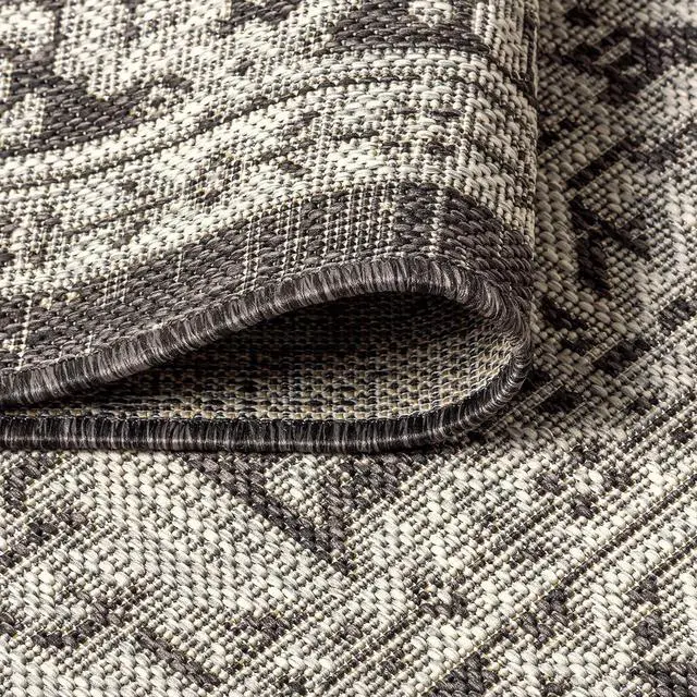 Alt view image 5 of 7 - JONATHAN Y Medallion Weave Indoor Outdoor Area Rug 3X5 Gray/Black, Sinjuri Textured for Backyard, Patio, Porch, Easy-Cleaning, High Traffic, Pet-Friendly, Non-Shedding (SMB101D-3)