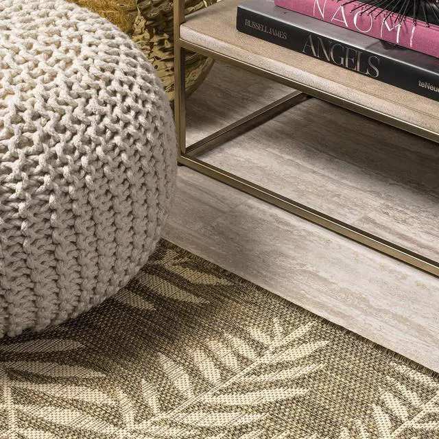 Alt view image 7 of 7 - JONATHAN Y Palm Frond Indoor Outdoor Area Rug 3X5 Brown/Beige, Nevis for Backyard, Patio, Porch, Easy-Cleaning, High Traffic, Pet-Friendly, Non-Shedding (SMB119A-3)