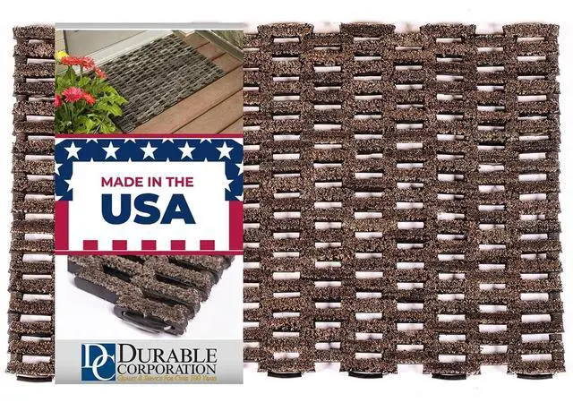 Main image of Durable Corporation Dura-Rug Outdoor Entrance Mat, Recycled Fabric Tire-Link Doormat, Heavy Duty Dirt Trapping Door Mat, 20" x 30"