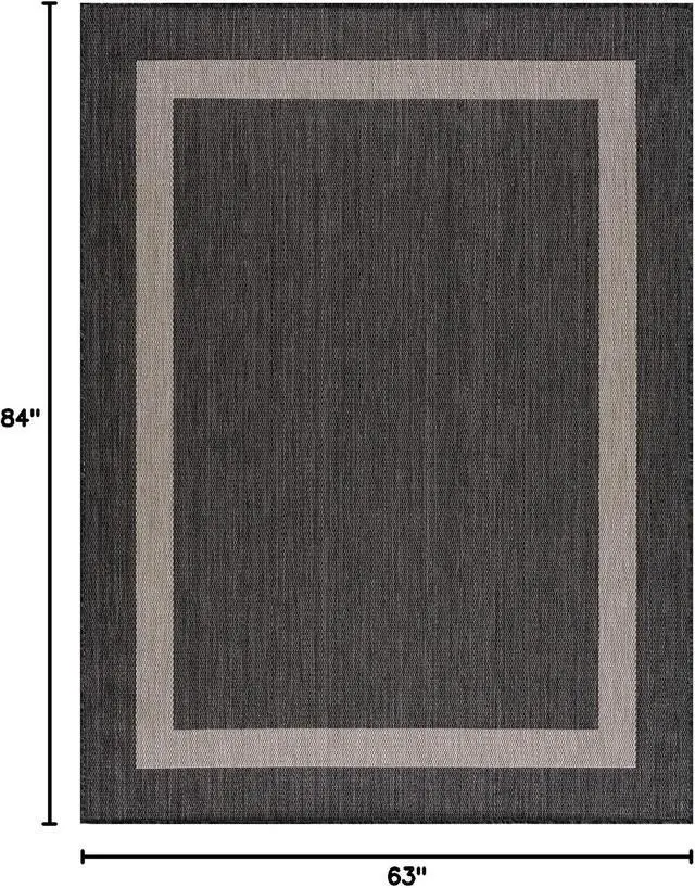 Alt view image 2 of 7 - CAMILSON Outdoor Rug 6x9,Modern Outside Rugs for Patios Porches Waterproof Durable Washable Non-Shedding, Easy-to-Clean Indoor Outdoor Area Carpet (6 x 9, Bordered - Dark Gray/Light Gray)