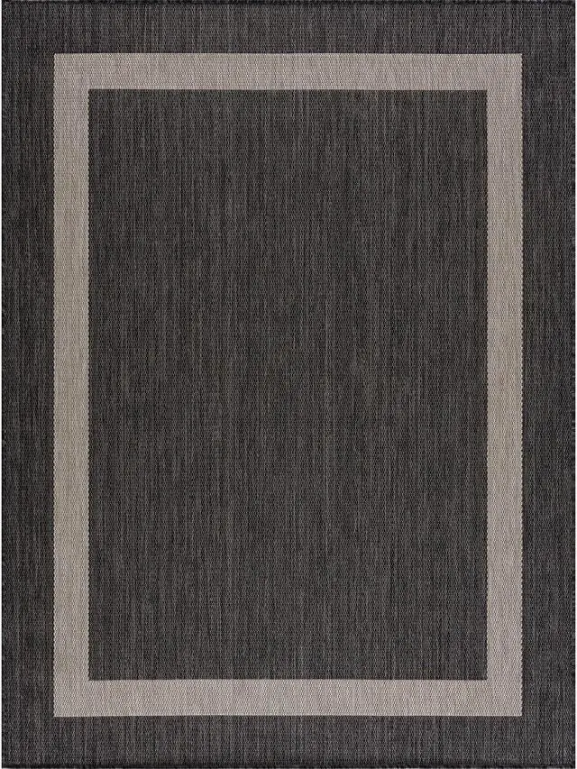 Alt view image 3 of 7 - CAMILSON Outdoor Rug 6x9,Modern Outside Rugs for Patios Porches Waterproof Durable Washable Non-Shedding, Easy-to-Clean Indoor Outdoor Area Carpet (6 x 9, Bordered - Dark Gray/Light Gray)