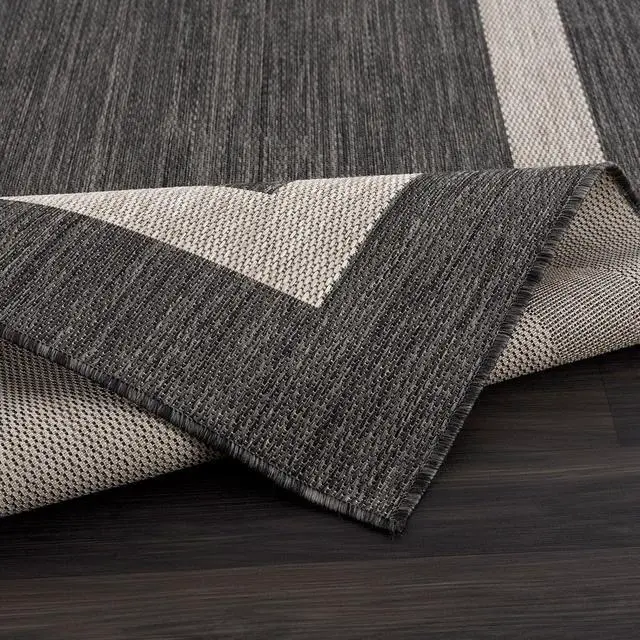 Alt view image 4 of 7 - CAMILSON Outdoor Rug 6x9,Modern Outside Rugs for Patios Porches Waterproof Durable Washable Non-Shedding, Easy-to-Clean Indoor Outdoor Area Carpet (6 x 9, Bordered - Dark Gray/Light Gray)