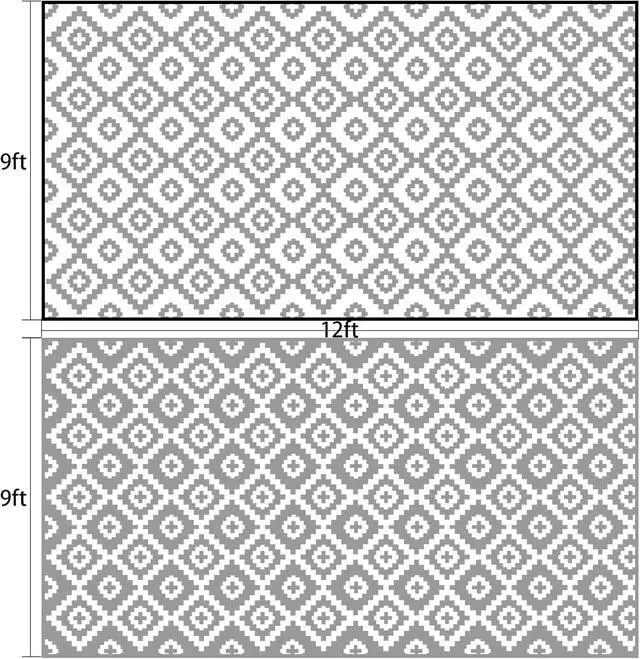Alt view image 2 of 6 - RVGUARD Outdoor Rugs, Reversible Patio Mat 9 x 12 ft, Gray & White