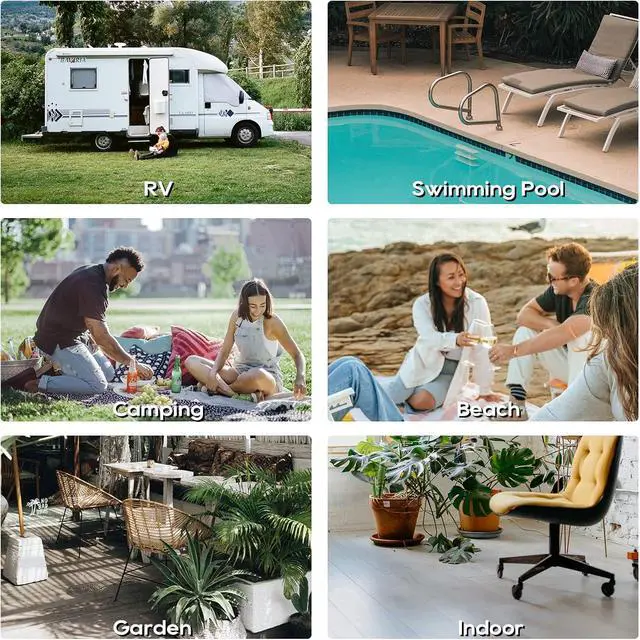 Alt view image 5 of 6 - RVGUARD Outdoor Rugs, Reversible Patio Mat 9 x 12 ft, Gray & White