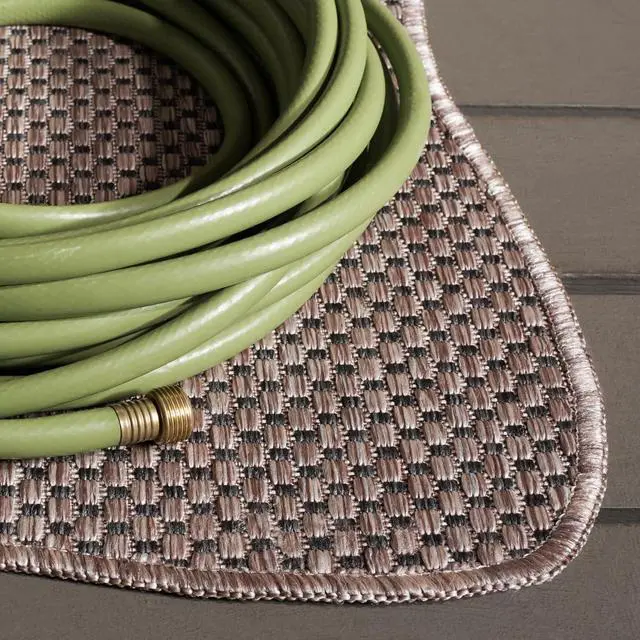 Alt view image 5 of 7 - SAFAVIEH Washable Rug Outdoor Courtyard Collection - 9' Square, Natural & Black, Non-Shedding & Easy Cleaning, Ideal for Patio, Backyard, Mudroom (CY8521-37312)