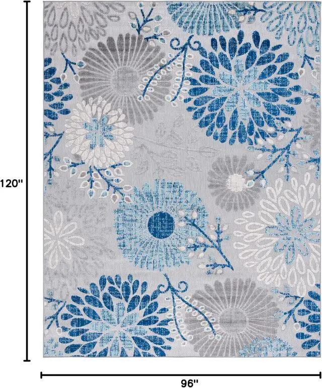 Alt view image 2 of 7 - SAFAVIEH Washable Rug Outdoor Cabana Collection - 8' x 10', Grey & Blue, Non-Shedding & Easy to Clean, Ideal for Patio, Backyard, Mudroom (CBN832F)
