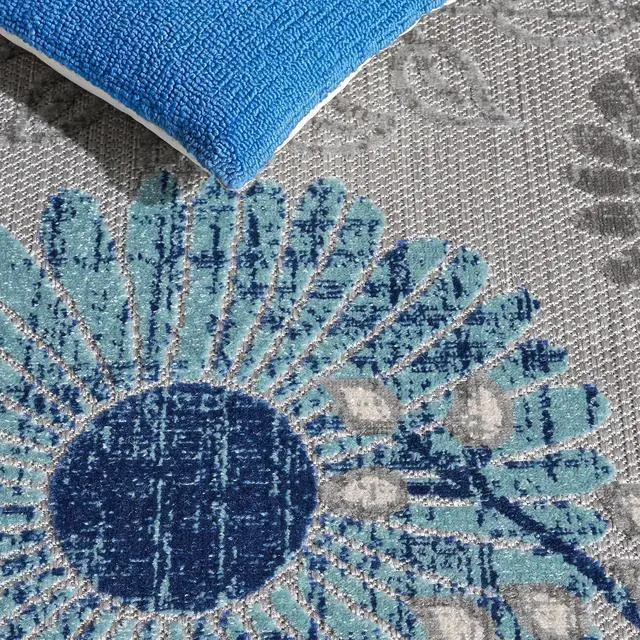 Alt view image 5 of 7 - SAFAVIEH Washable Rug Outdoor Cabana Collection - 8' x 10', Grey & Blue, Non-Shedding & Easy to Clean, Ideal for Patio, Backyard, Mudroom (CBN832F)